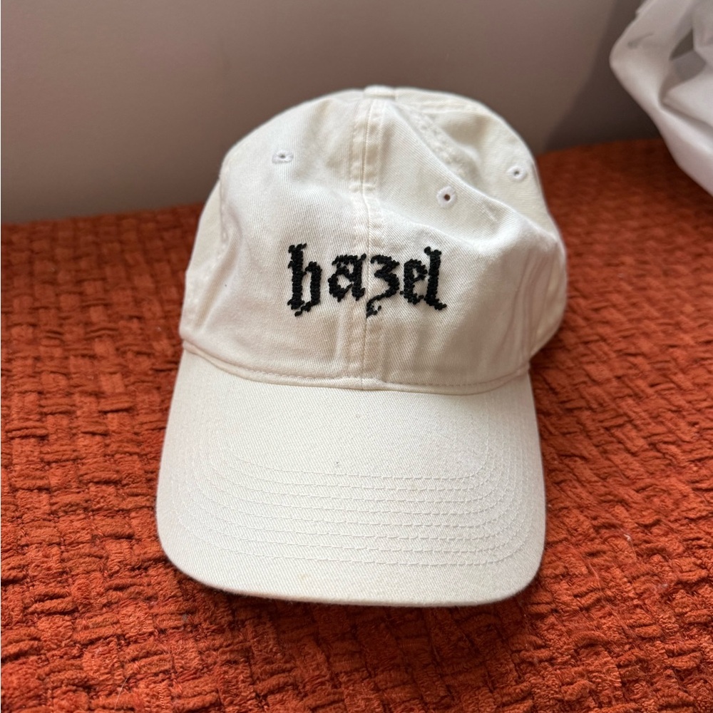 Hazel brand Cream Baseball Cap with Black Embroidery